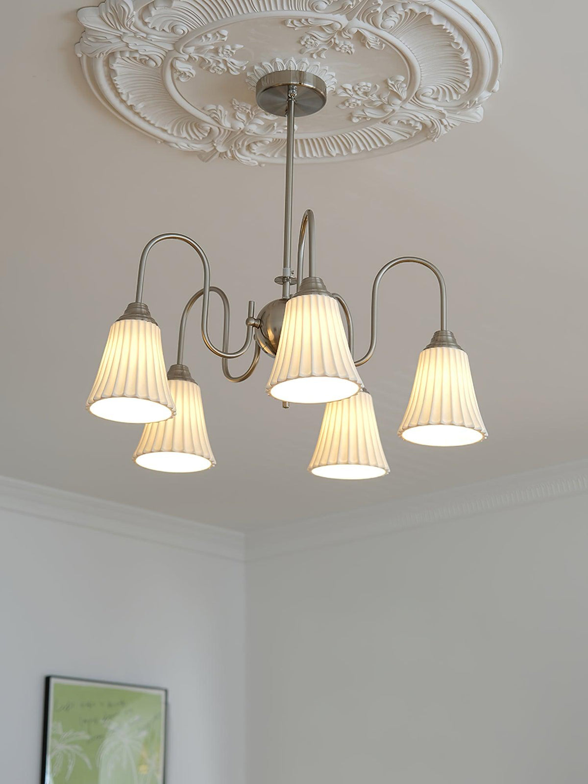 Mireine Chandelier Esther Ceramic Pleated Modern