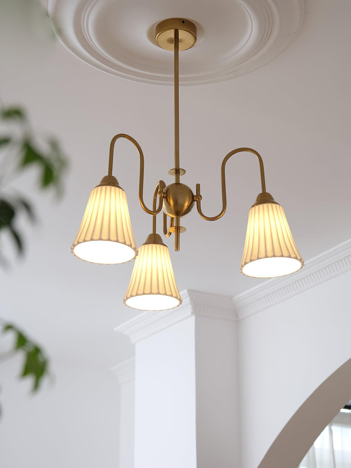 Mireine Chandelier Esther Ceramic Pleated Modern