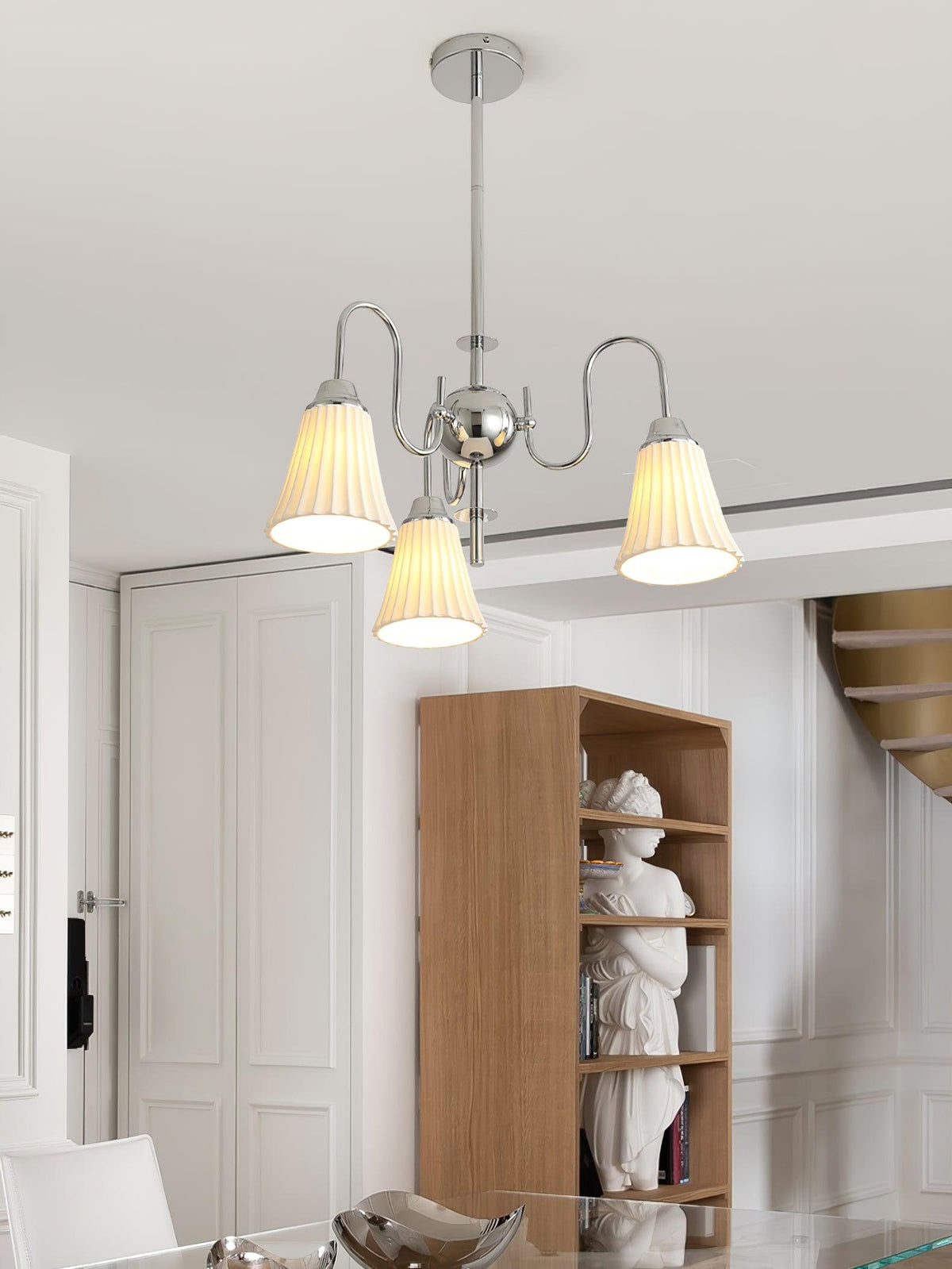 Mireine Chandelier Esther Ceramic Pleated Modern