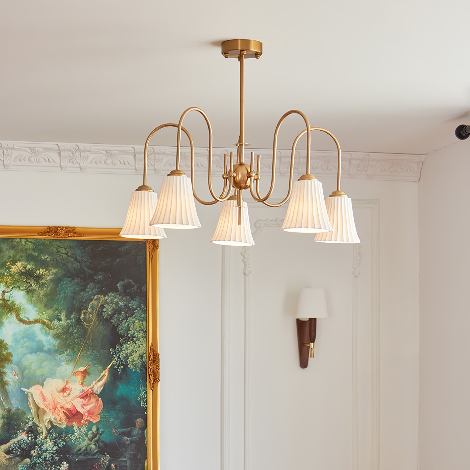 Mireine Chandelier Esther Ceramic Pleated Modern