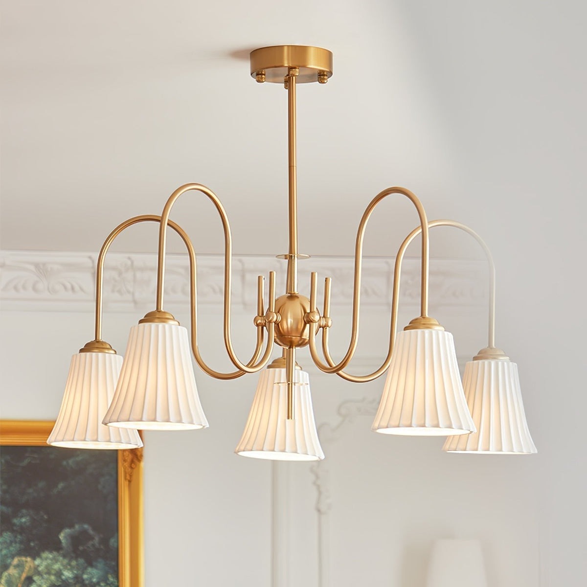 Mireine Chandelier Esther Ceramic Pleated Modern