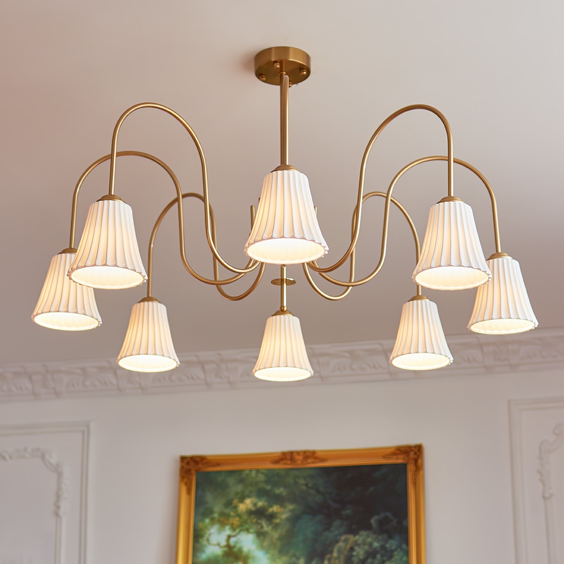 Mireine Chandelier Esther Ceramic Pleated Modern