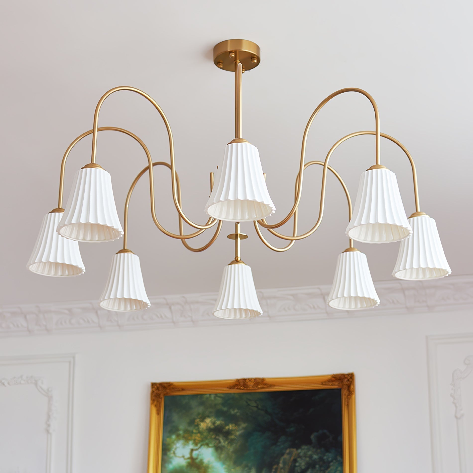 Mireine Chandelier Esther Ceramic Pleated Modern