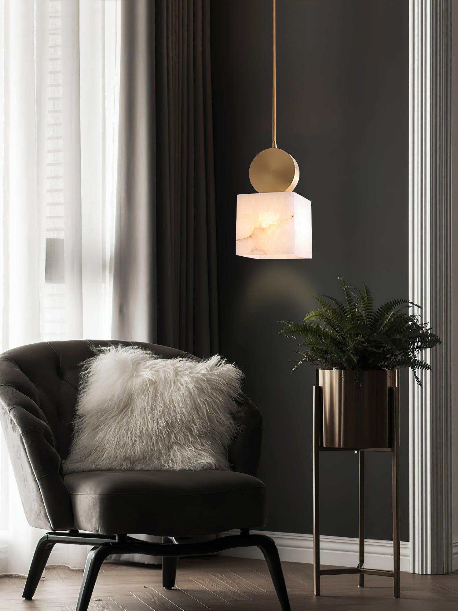 Nore Cylinder Alabaster Pendant Light