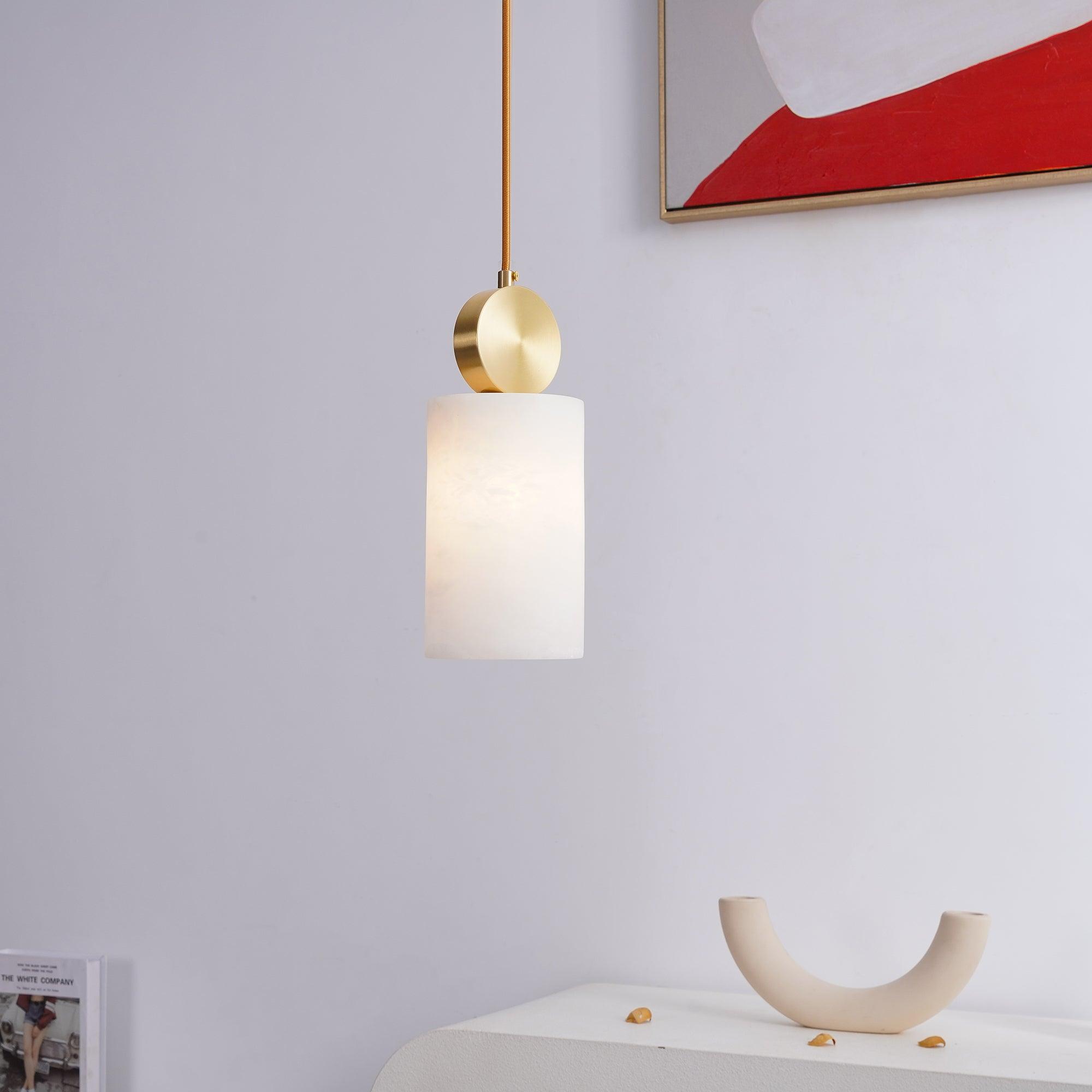 Nore Cylinder Alabaster Pendant Light