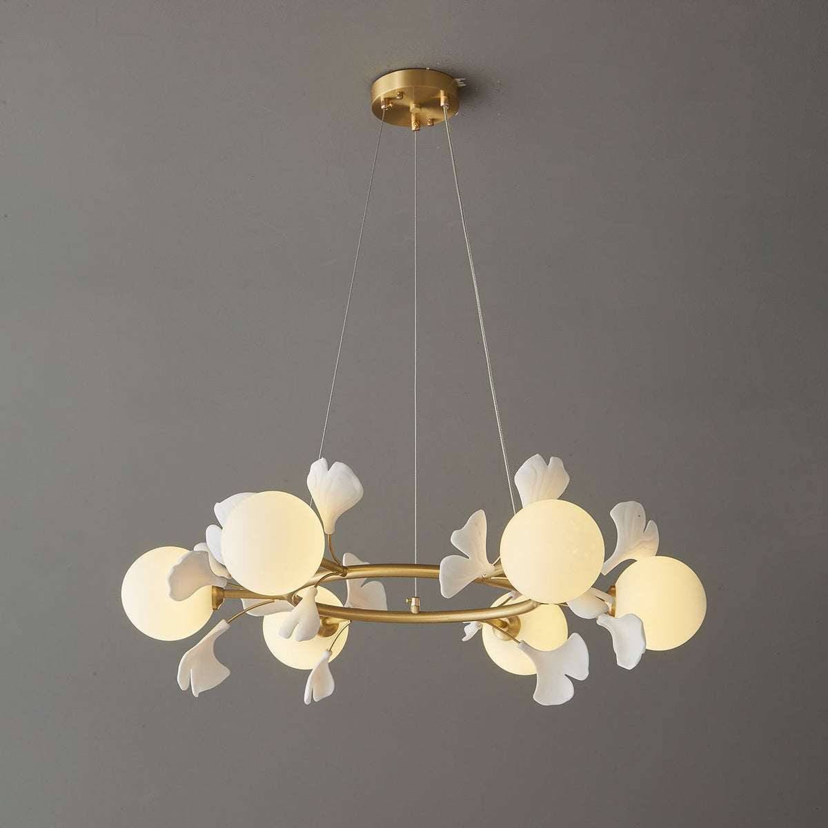 Hunell Floral Brass Chandelier