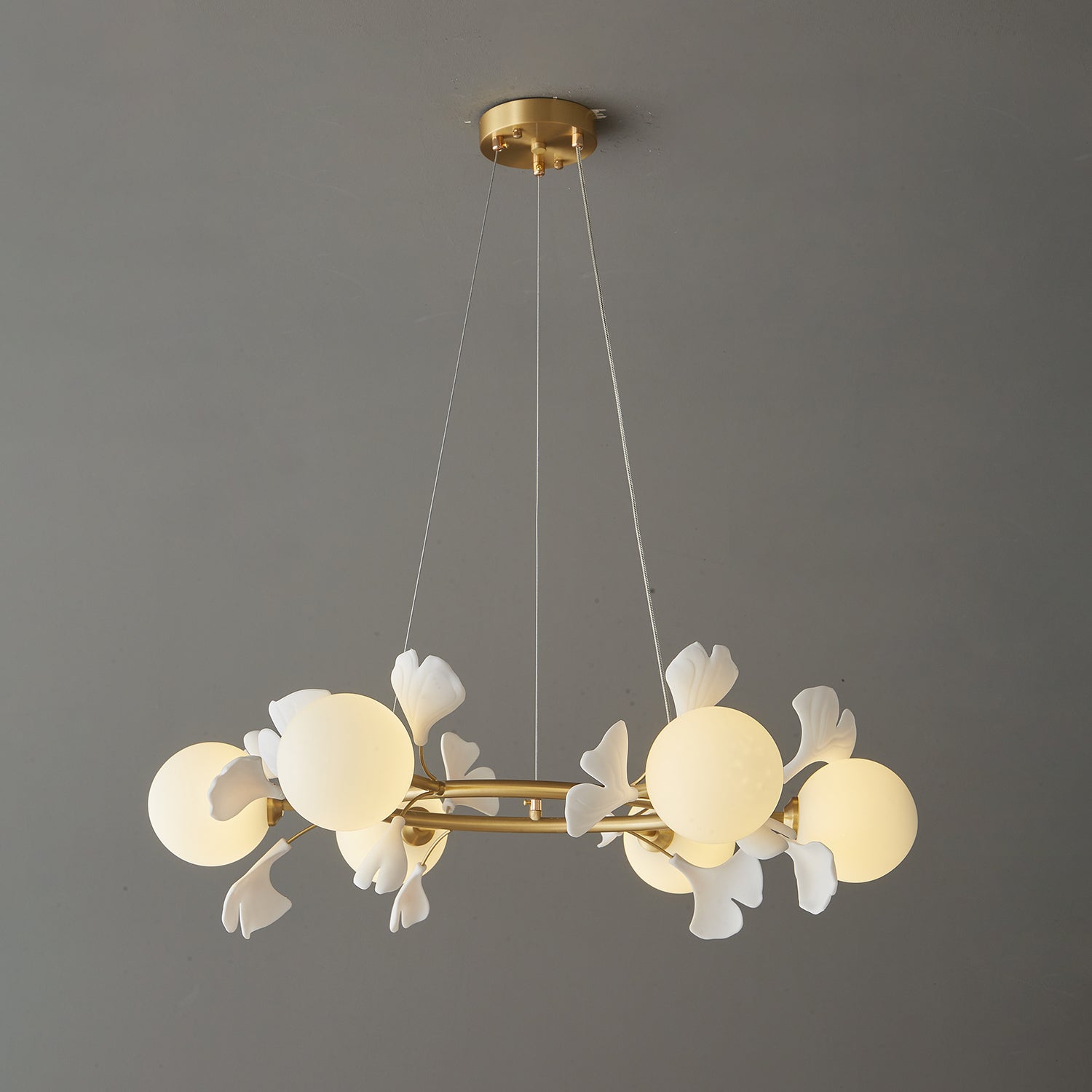 Hunell Floral Brass Chandelier