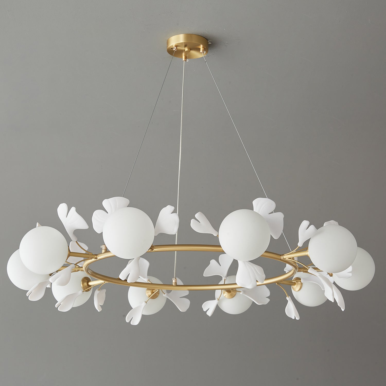 Hunell Floral Brass Chandelier