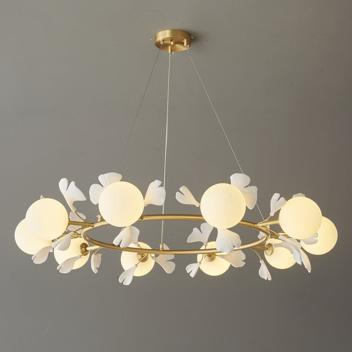 Hunell Floral Brass Chandelier