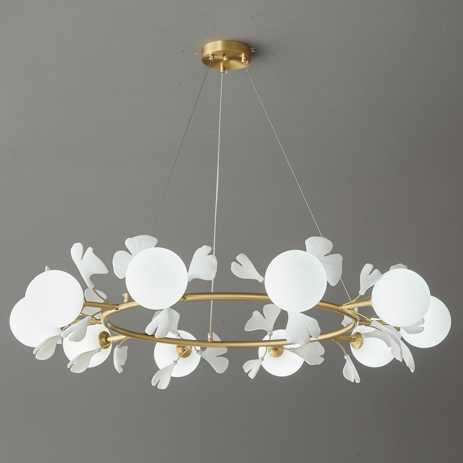 Hunell Floral Brass Chandelier