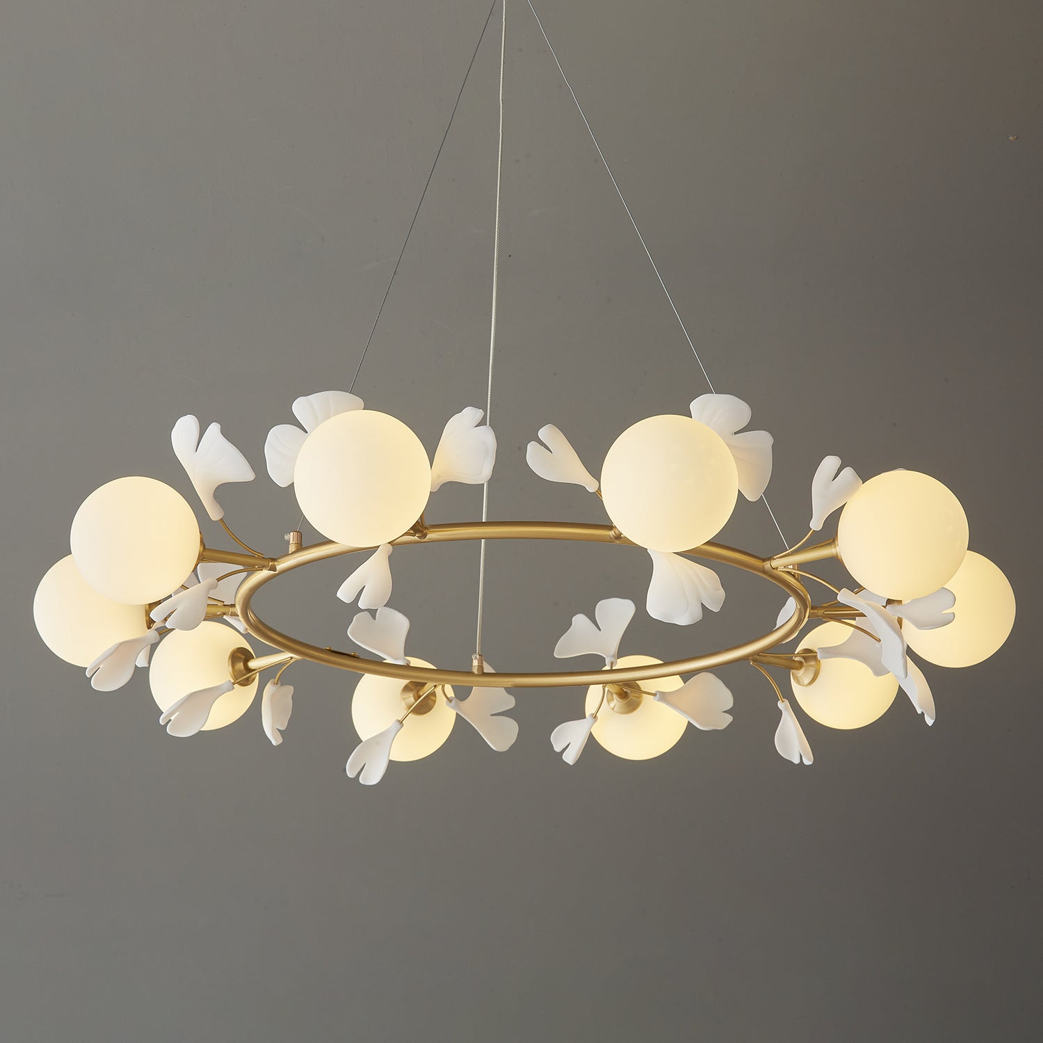 Hunell Floral Brass Chandelier