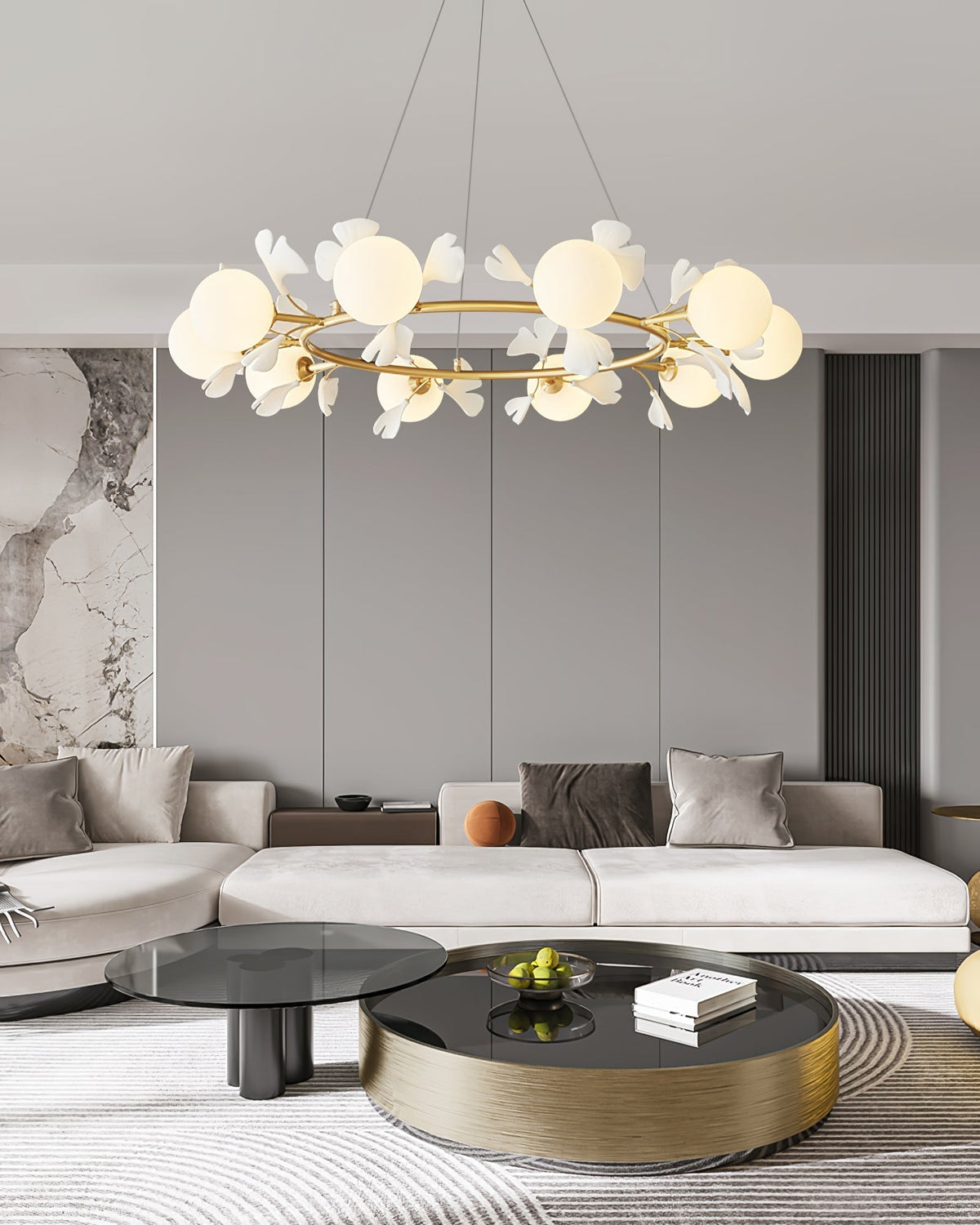 Hunell Floral Brass Chandelier