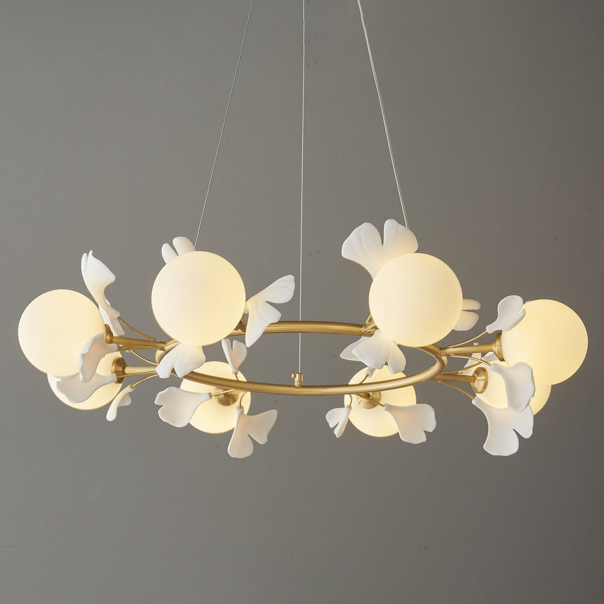 Hunell Floral Brass Chandelier