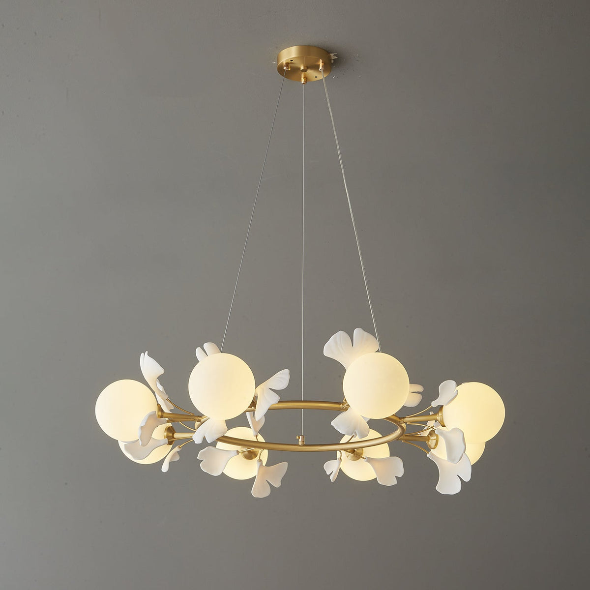 Hunell Floral Brass Chandelier