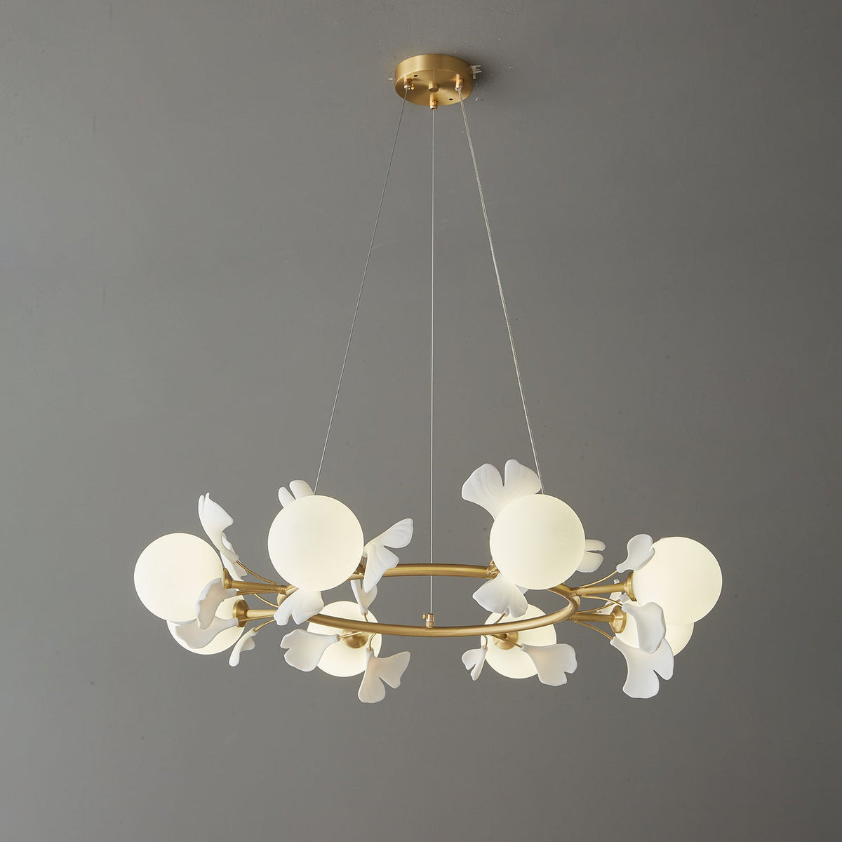 Hunell Floral Brass Chandelier