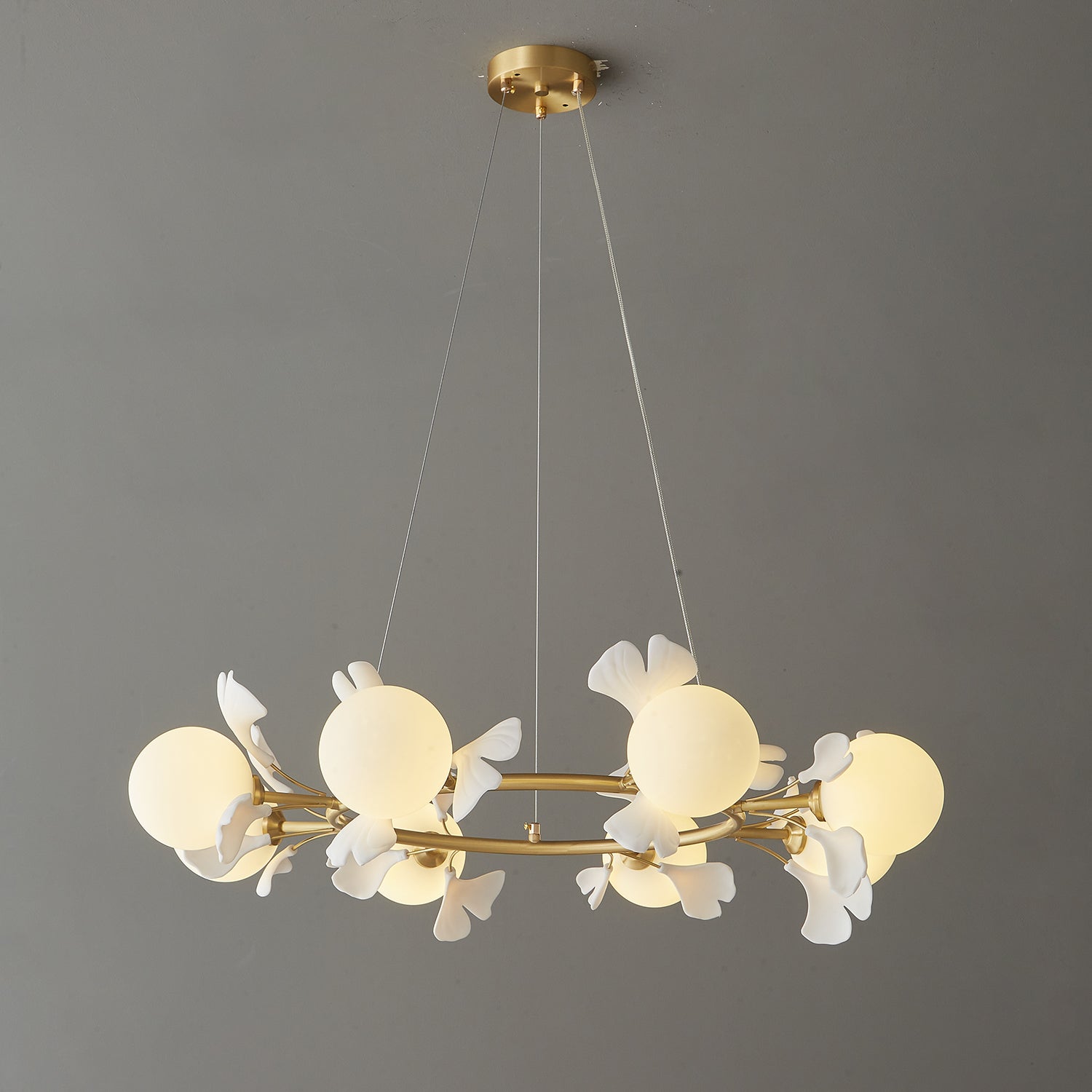 Hunell Floral Brass Chandelier