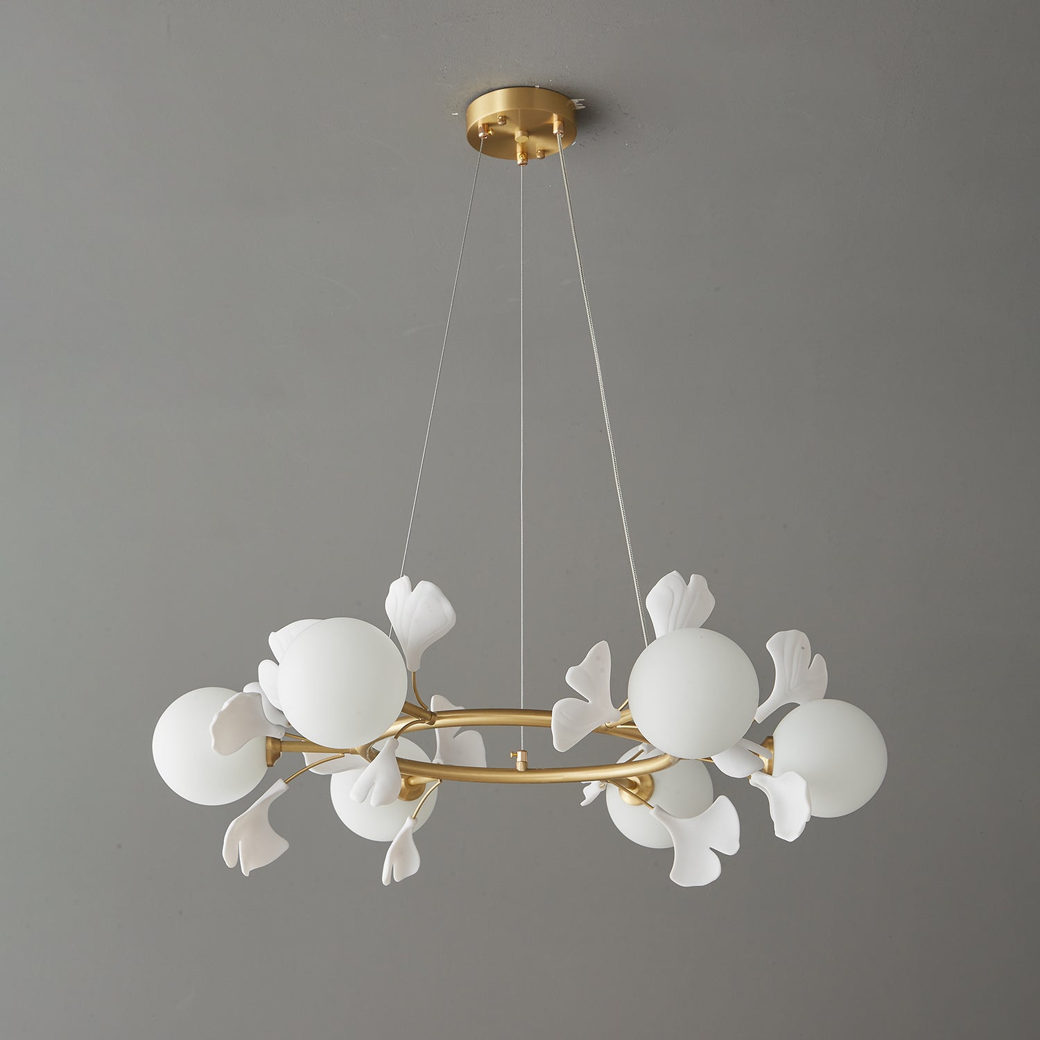 Hunell Floral Brass Chandelier