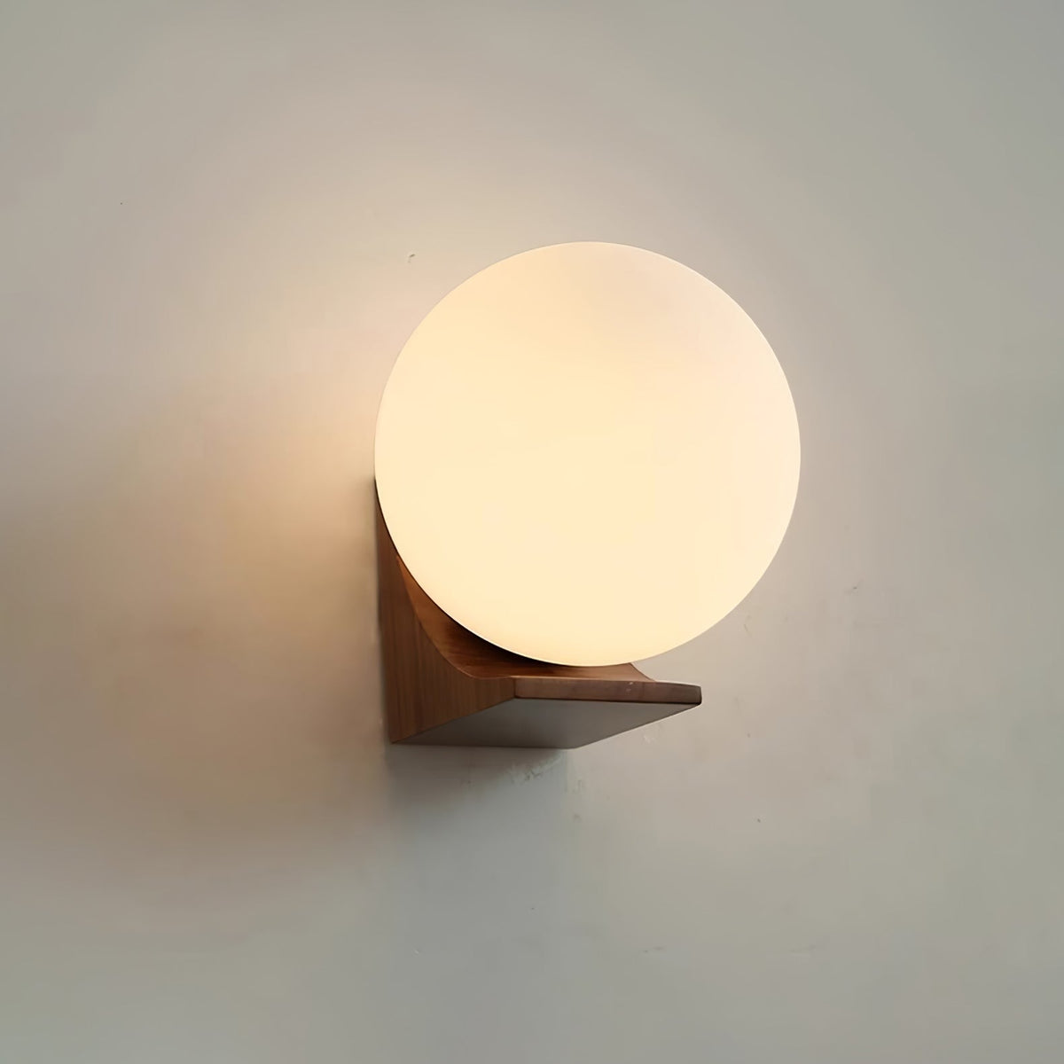 Icarara Modern Minimalist Orb Wood Glass Wall Lamp