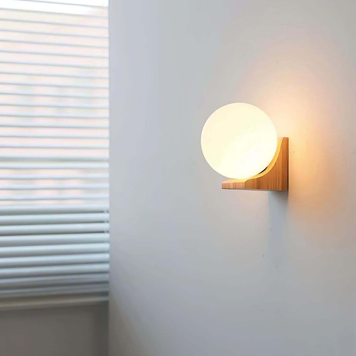Icarara Modern Minimalist Orb Wood Glass Wall Lamp