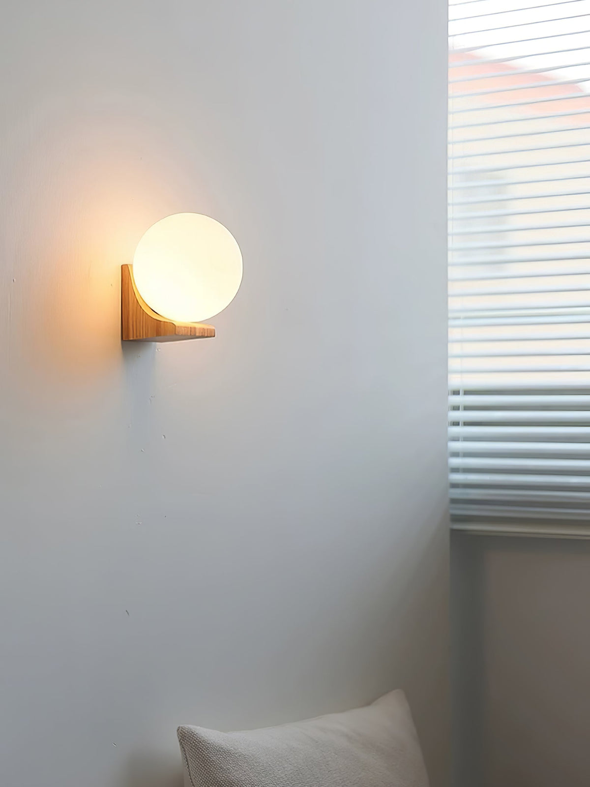Icarara Modern Minimalist Orb Wood Glass Wall Lamp