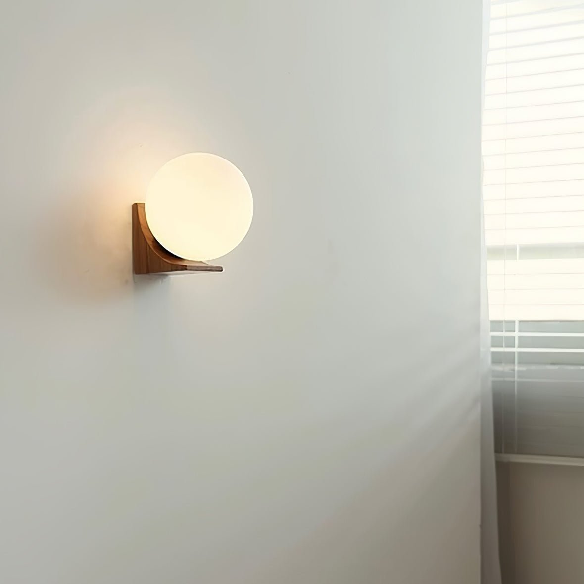 Icarara Modern Minimalist Orb Wood Glass Wall Lamp