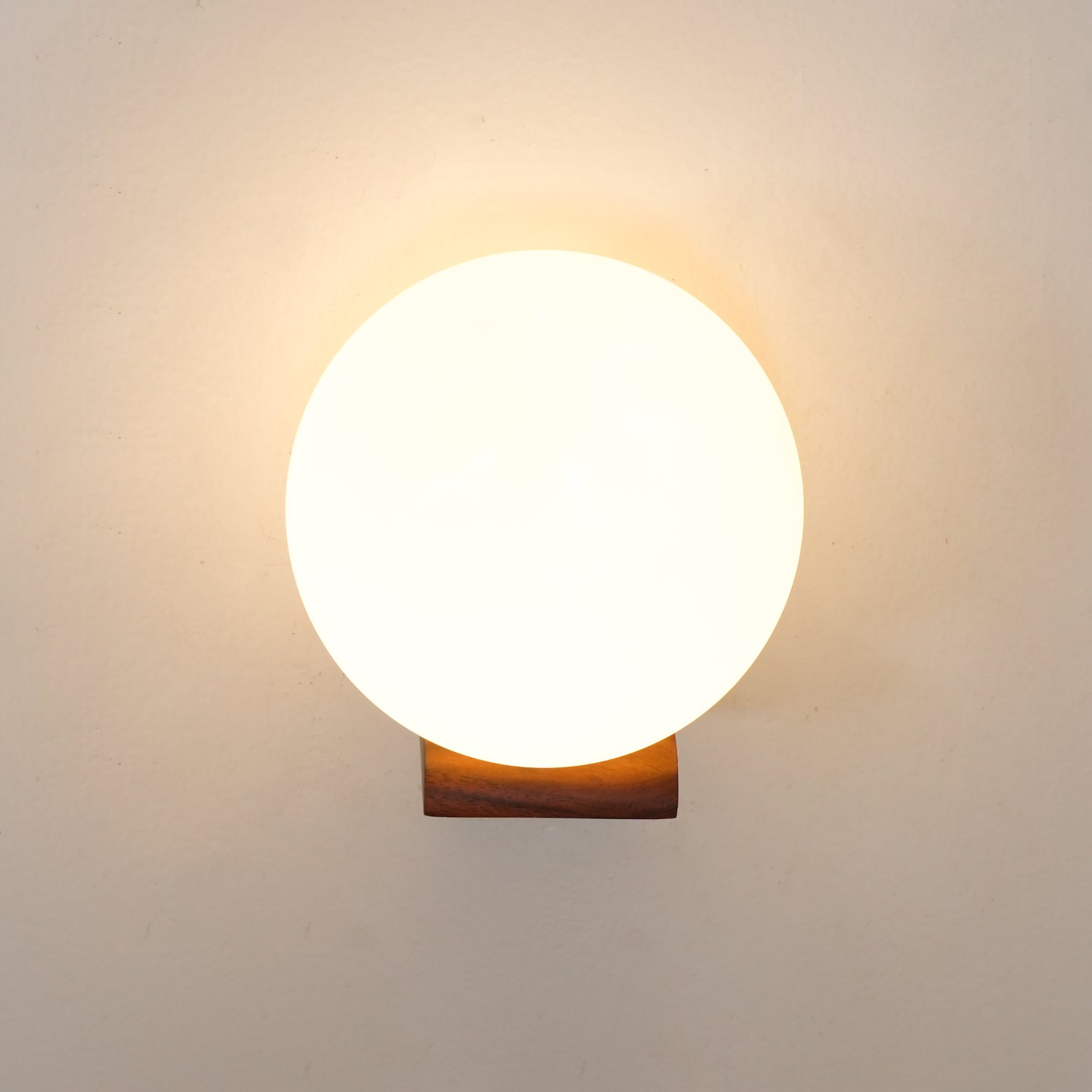 Icarara Modern Minimalist Orb Wood Glass Wall Lamp