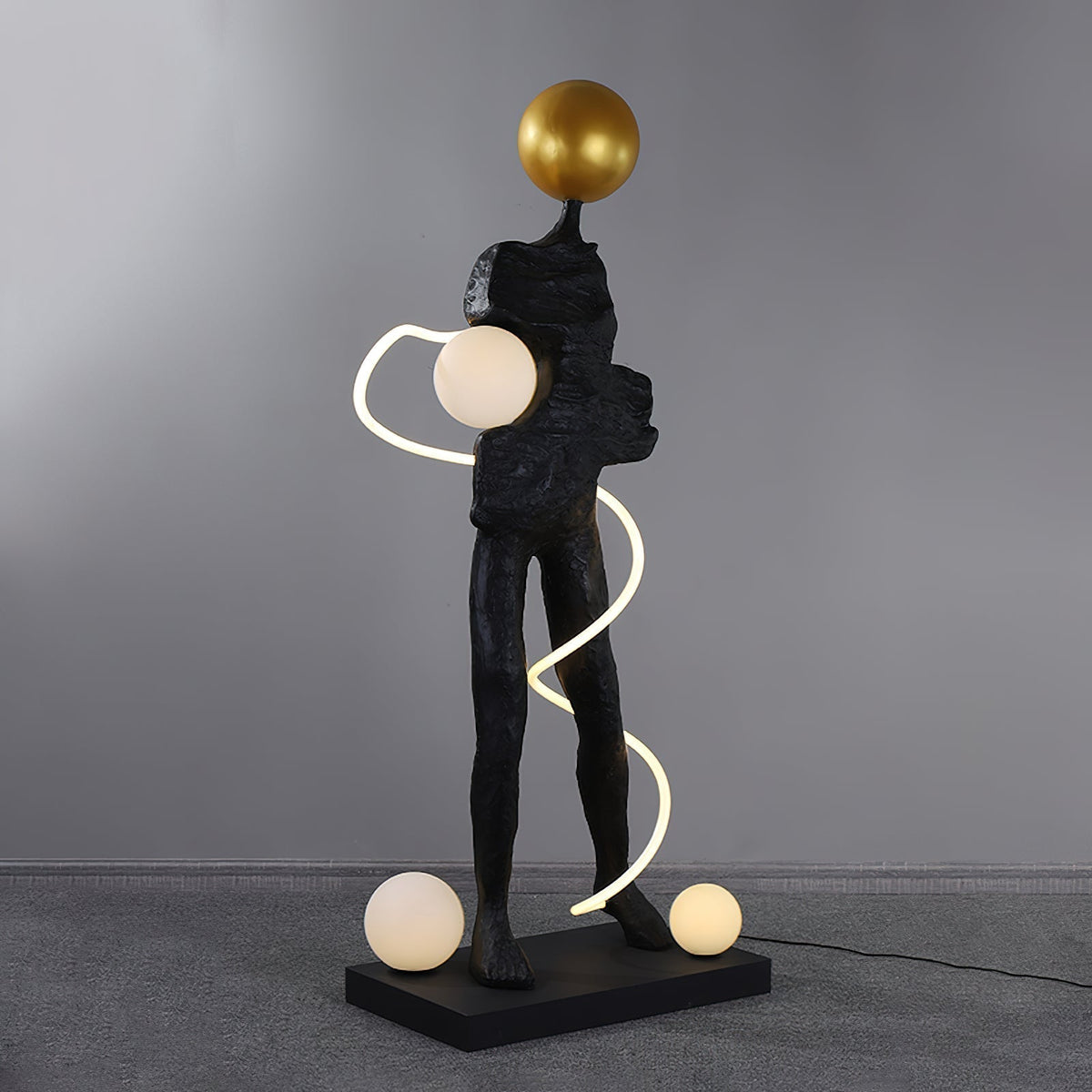 Nycaran Sculptural Black Floor Lamp