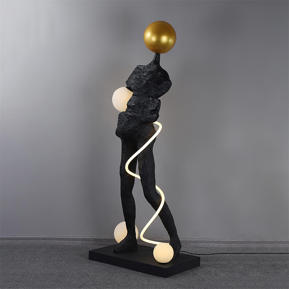 Nycaran Sculptural Black Floor Lamp