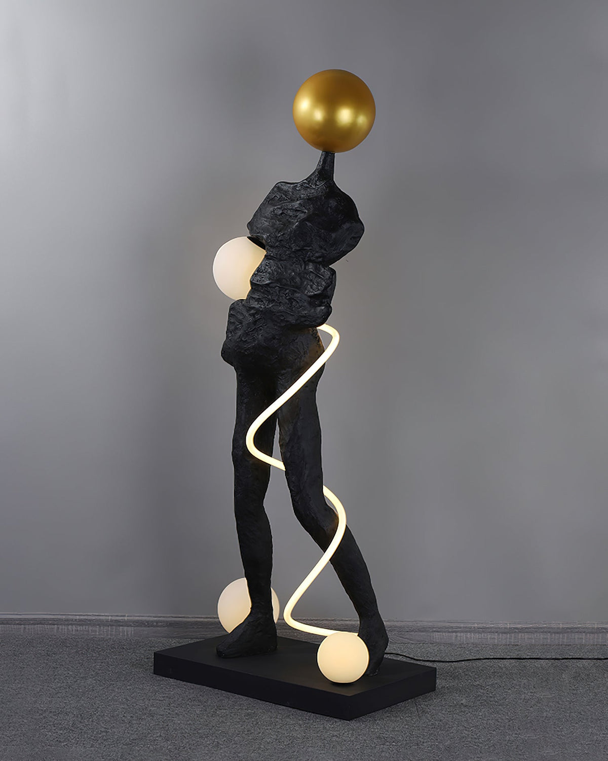 Nycaran Sculptural Black Floor Lamp