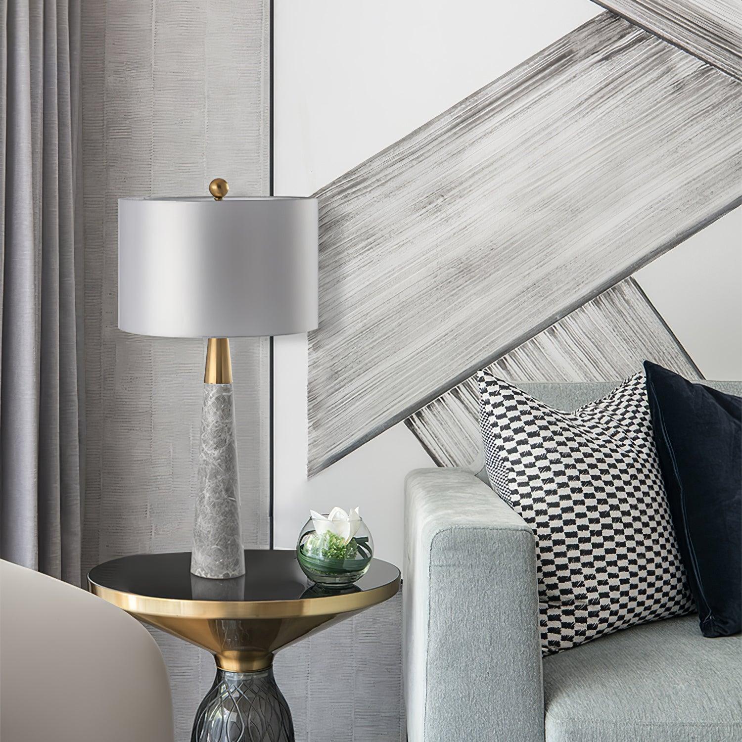 Zinara Marble Fabric Table Lamp - Neutral Decor