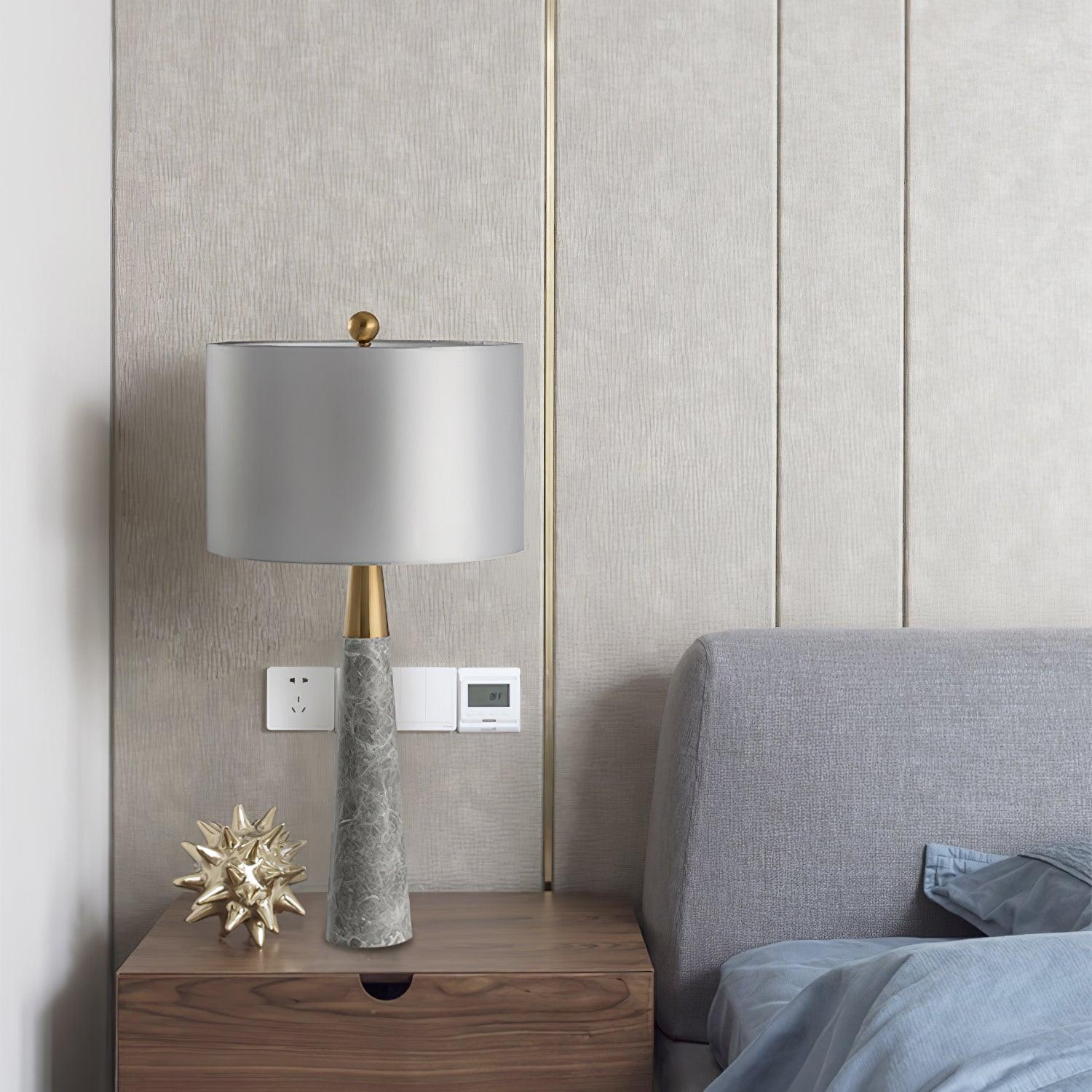 Zinara Marble Fabric Table Lamp - Neutral Decor