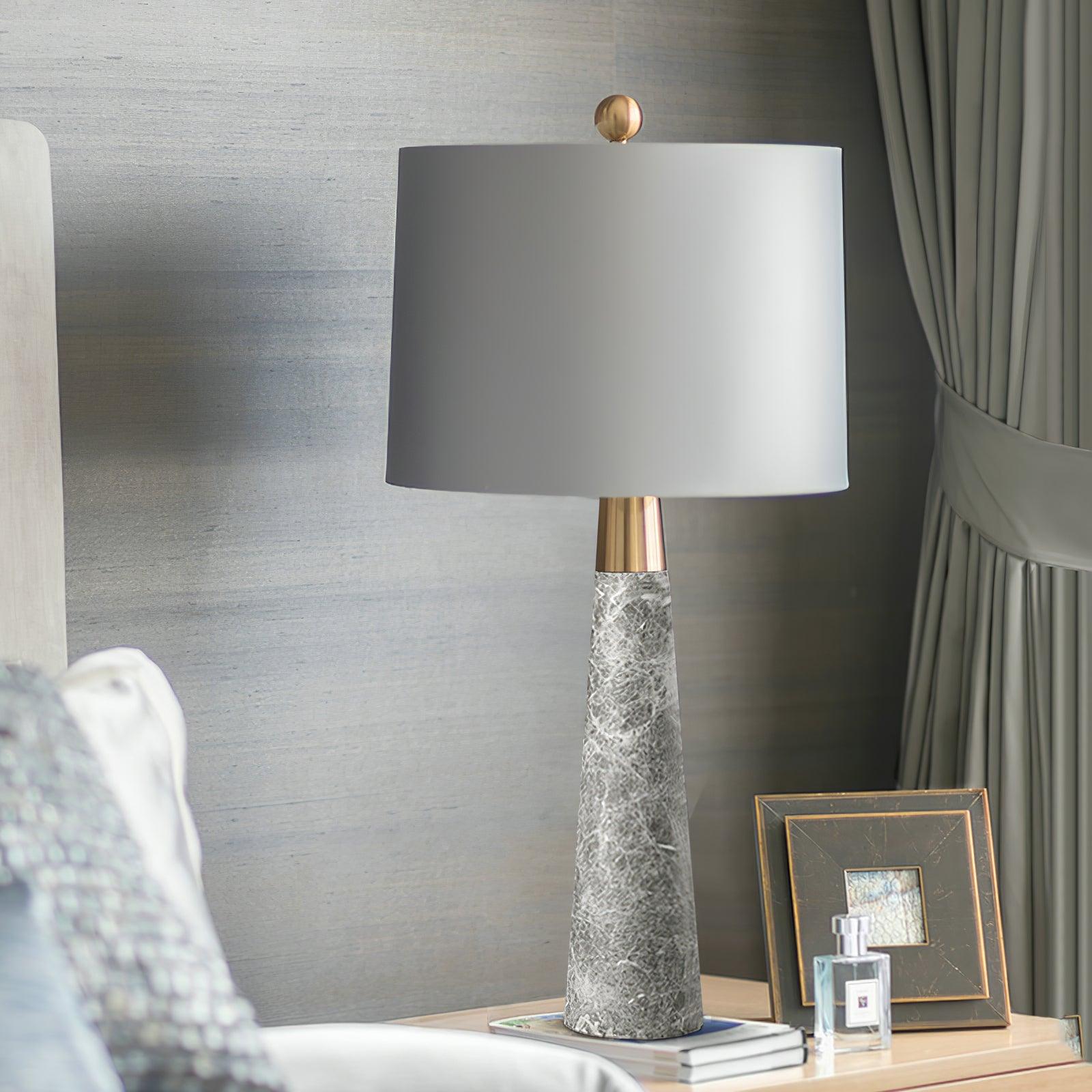 Zinara Marble Fabric Table Lamp - Neutral Decor