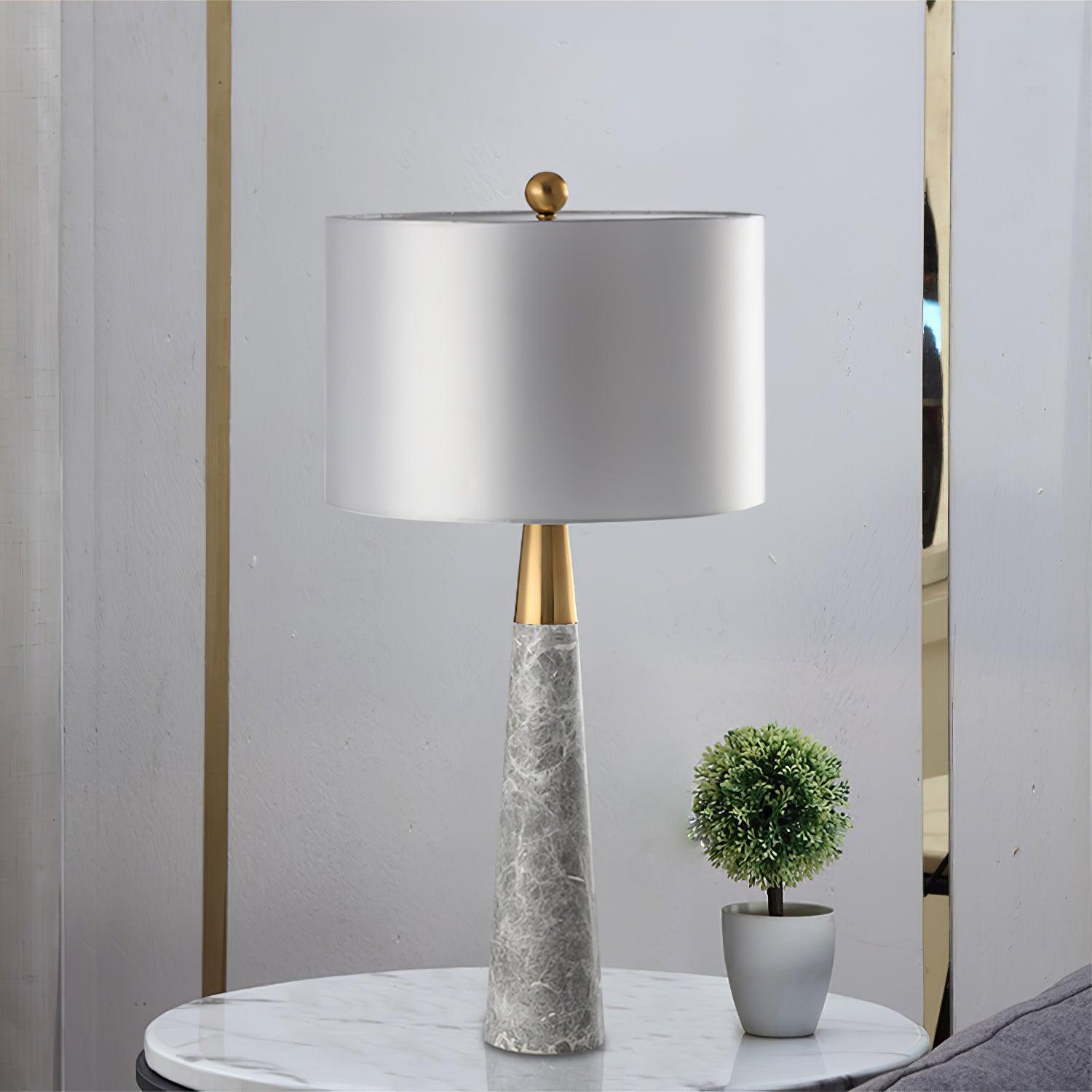 Zinara Marble Fabric Table Lamp - Neutral Decor
