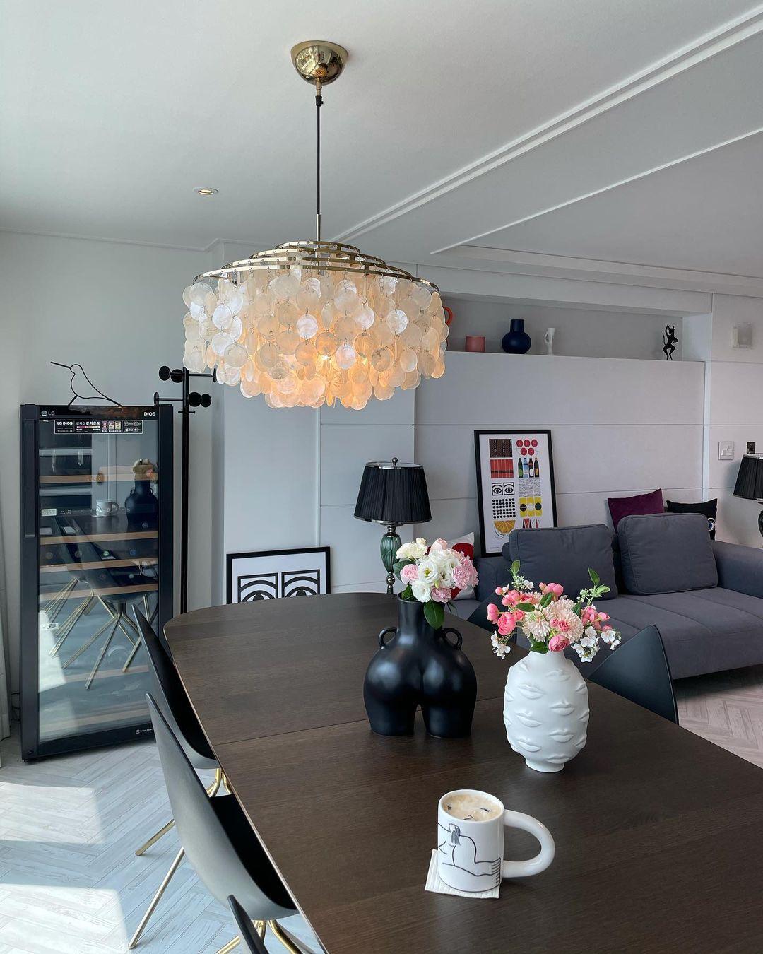 Rivena Pendant Lamp Round Shell Ring