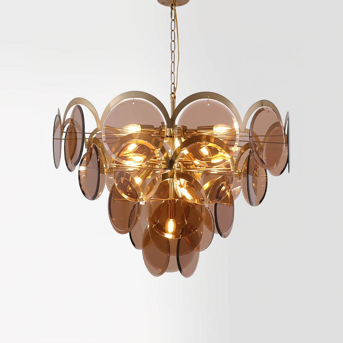 Bryndis Chandelier Amber Glass Tiered Circles