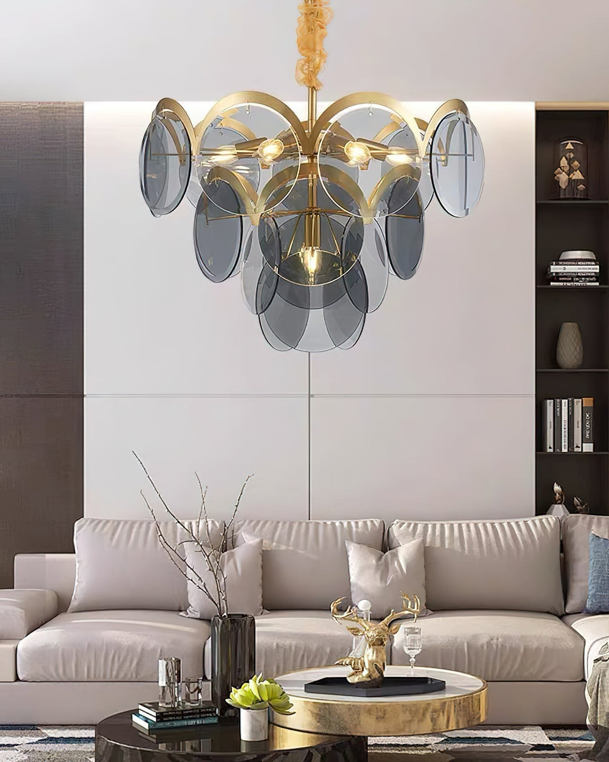 Bryndis Chandelier Amber Glass Tiered Circles