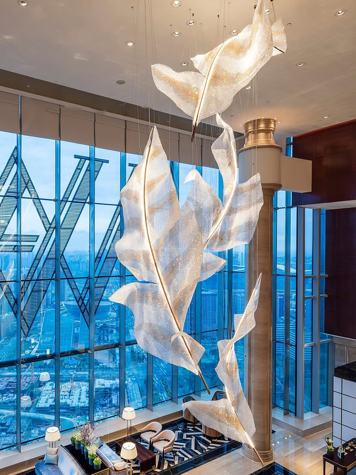 Velinine Individual Creativity Falling Leaves Glass Chandelier