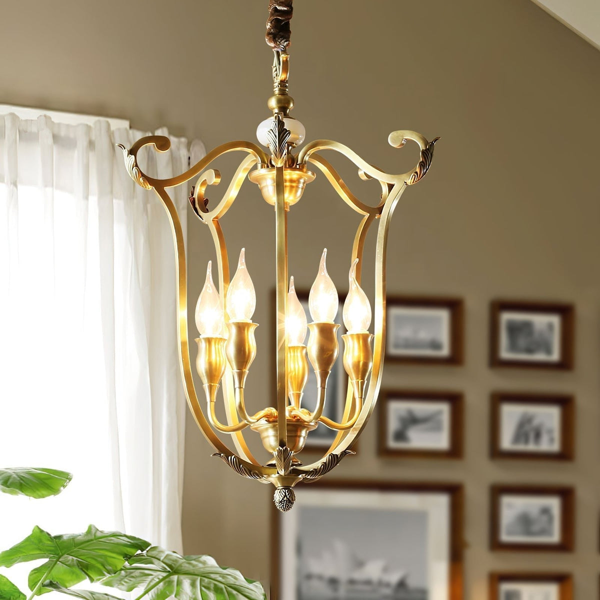 Niroxa Chandelier Gold Lantern Frame