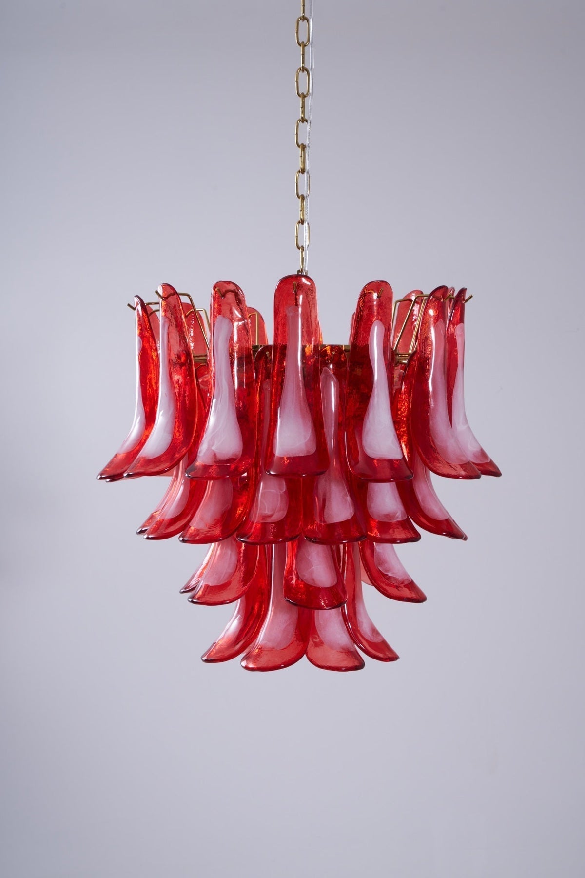 Celarine Chandelier Red Petal Glass Layered Artistic