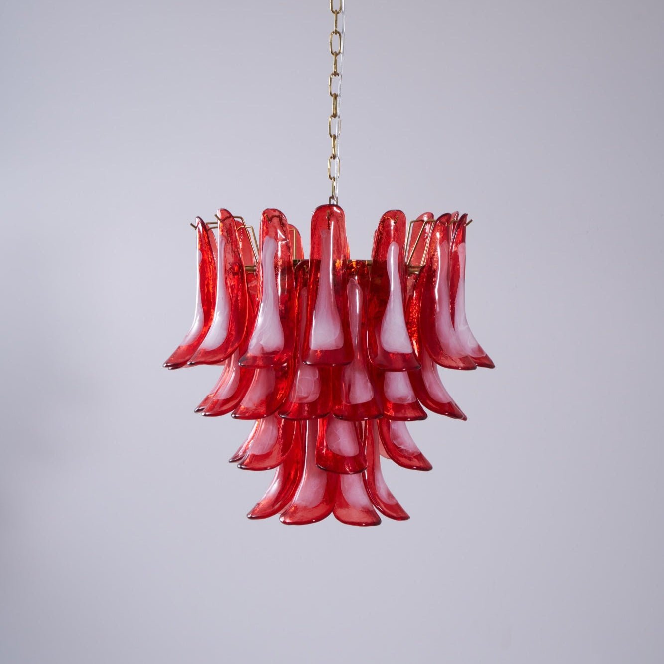 Celarine Chandelier Red Petal Glass Layered Artistic