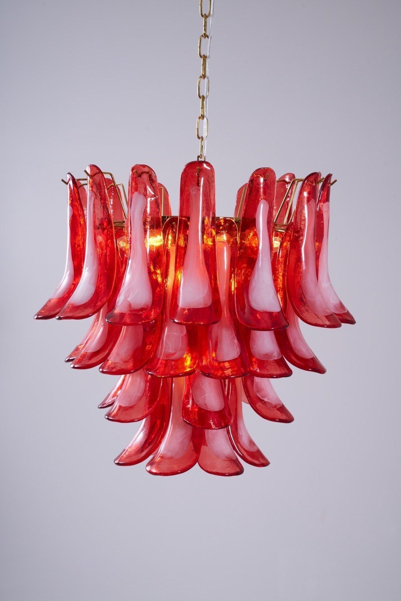 Celarine Chandelier Red Petal Glass Layered Artistic