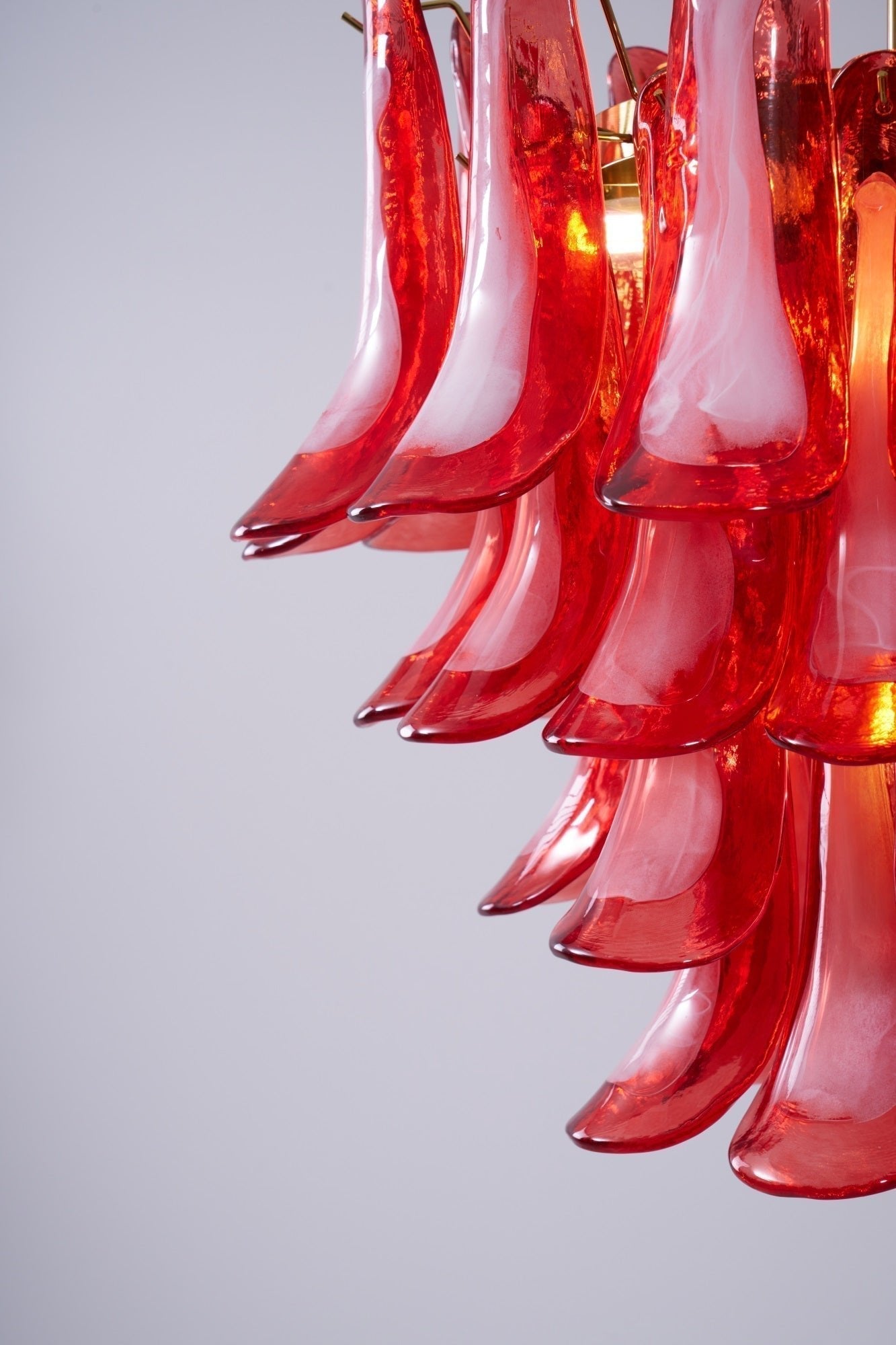 Celarine Chandelier Red Petal Glass Layered Artistic