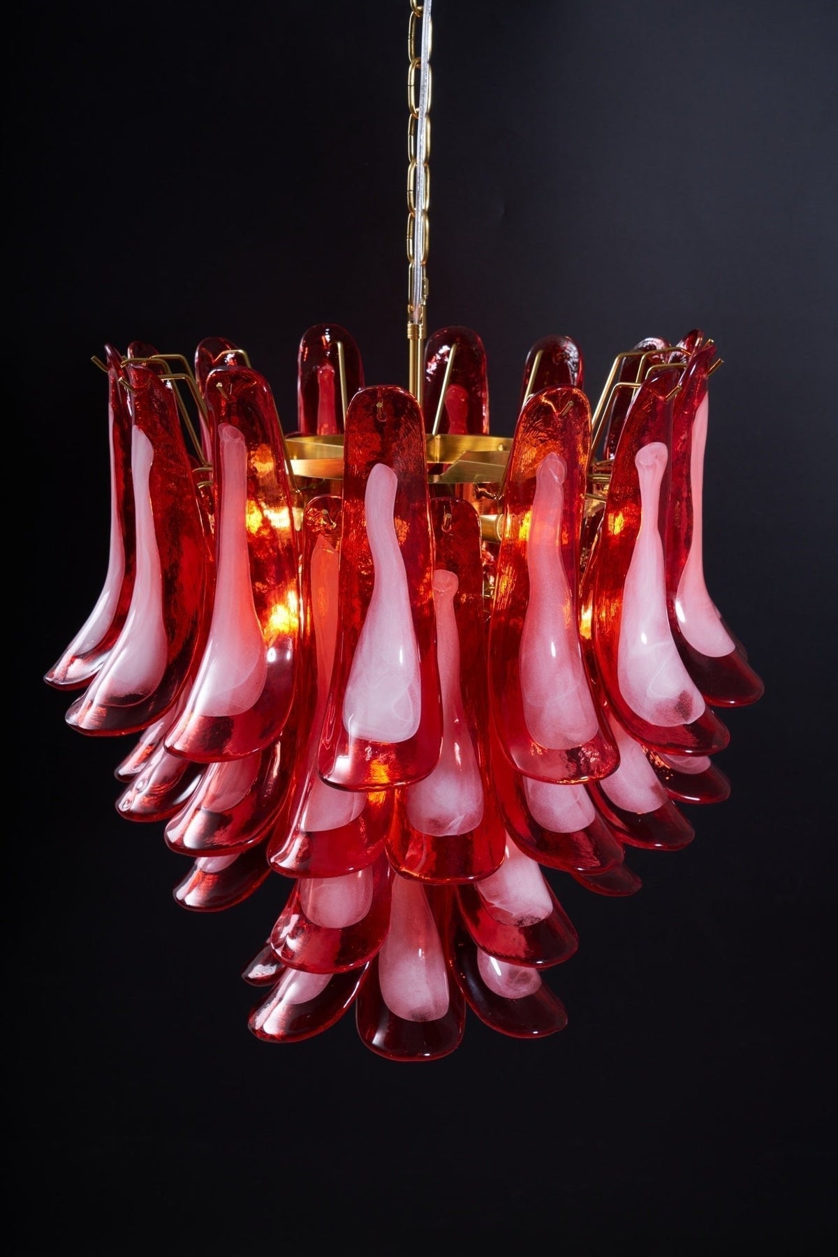 Celarine Chandelier Red Petal Glass Layered Artistic