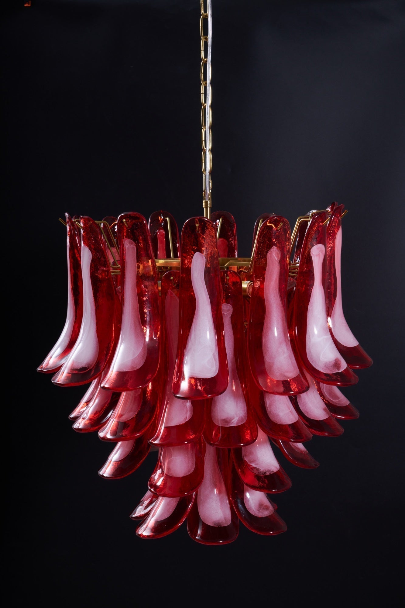 Celarine Chandelier Red Petal Glass Layered Artistic