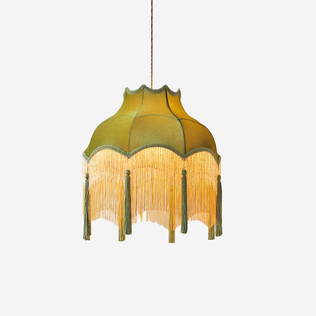 Fina Pendant Light Velvet Fringe Vintage Elegant Tassel - Neutral Decor