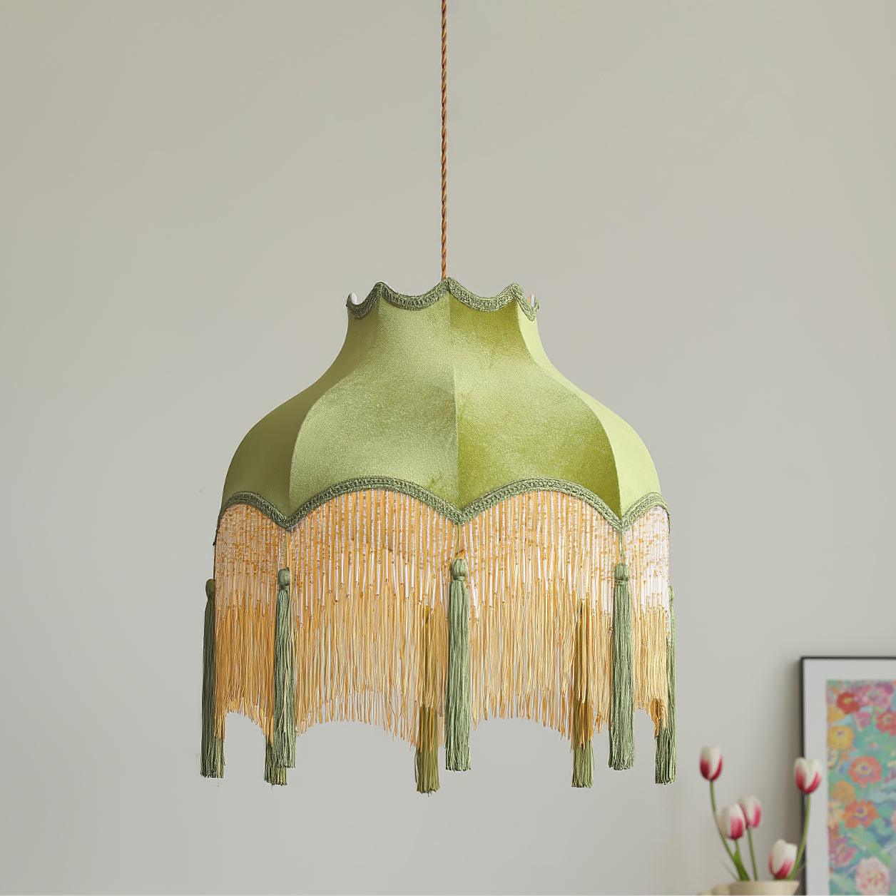 Fina Pendant Light Velvet Fringe Vintage Elegant Tassel - Neutral Decor