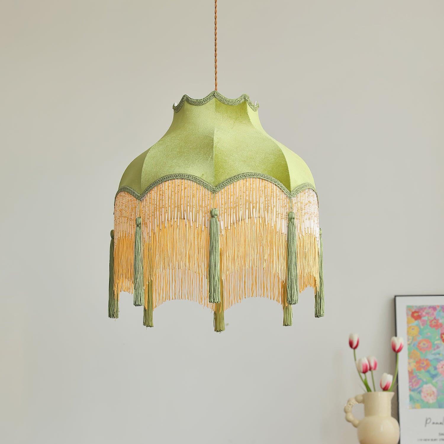 Fina Pendant Light Velvet Fringe Vintage Elegant Tassel - Neutral Decor