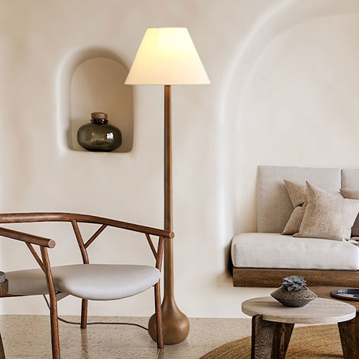 Elviseria Organic Wooden Floor Lamp