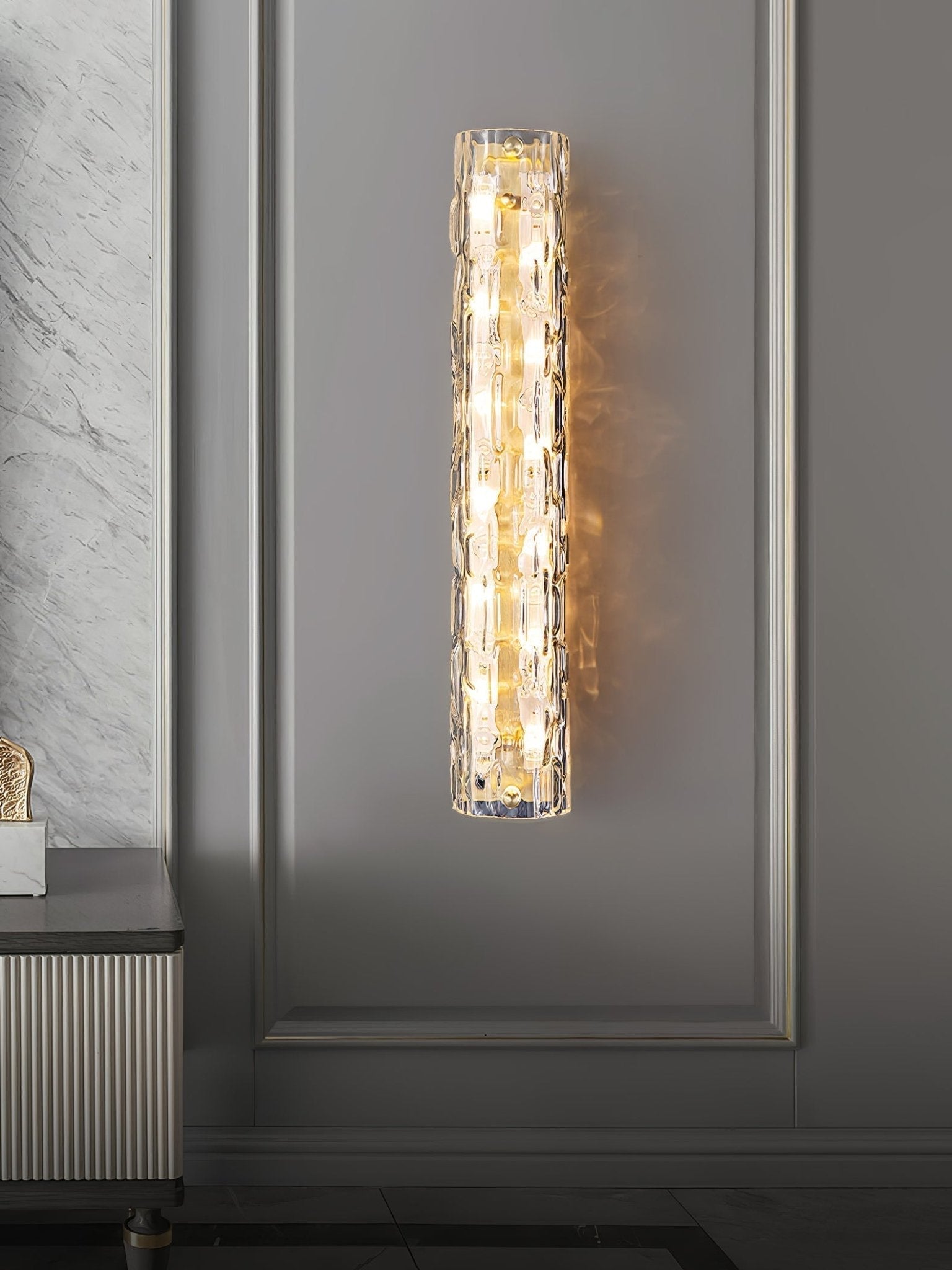 Lumix Brass Glass Glam Wall Lamp - Neutral Decor