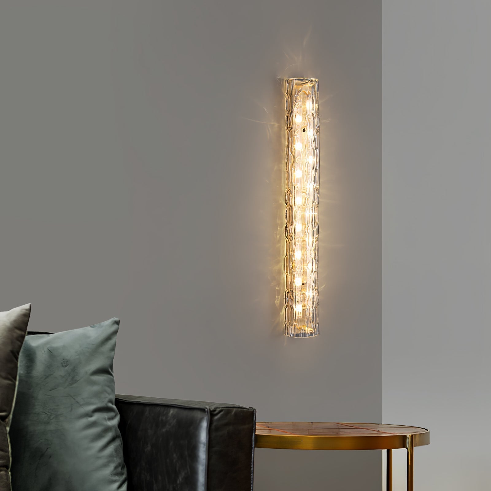 Lumix Brass Glass Glam Wall Lamp - Neutral Decor